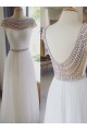 Long Blue Beaded Chiffon Floor-Length Wedding Party Dresses Bridesmaid Dresses 3010063
