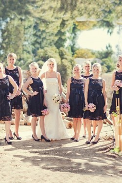Short Black Lace Wedding Party Dresses Bridesmaid Dresses 3010065