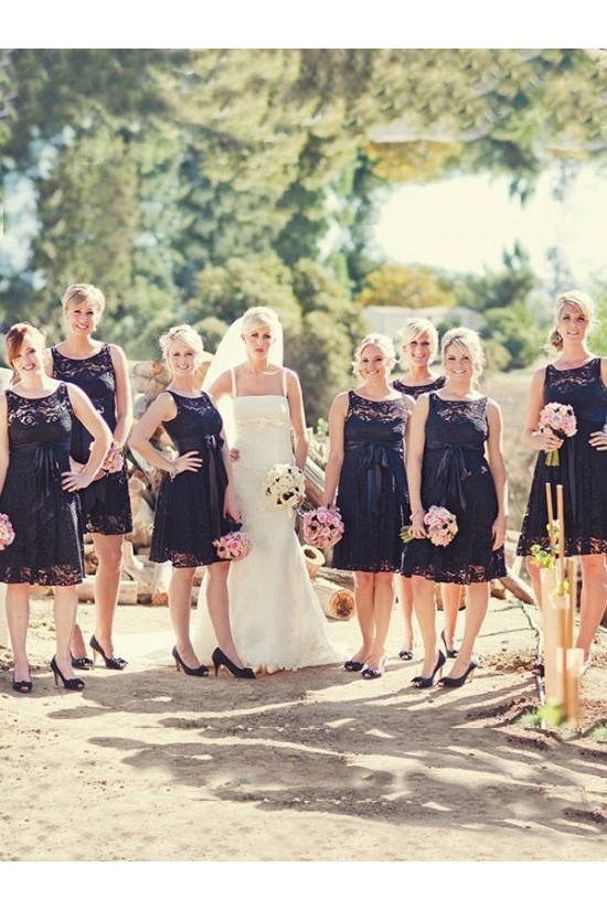 Short Black Lace Wedding Party Dresses Bridesmaid Dresses 3010065