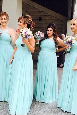 Long Halter Beaded Floor-Length Wedding Party Dresses Bridesmaid Dresses 3010070