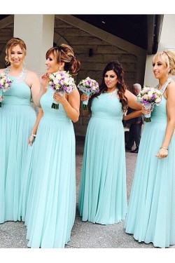 Long Halter Beaded Floor-Length Wedding Party Dresses Bridesmaid Dresses 3010070