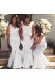 Trumpet/Mermaid Straps Sleeves Long White Wedding Party Dresses Bridesmaid Dresses 3010071