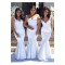Trumpet/Mermaid Straps Sleeves Long White Wedding Party Dresses Bridesmaid Dresses 3010071