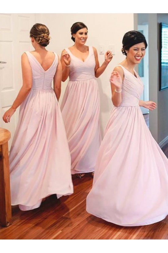 A-Line V-Neck Straps Long Pink Wedding Party Dresses Bridesmaid Dresses 3010073 A-Line V-Neck Straps Long Pink Wedding Party Dresses Bridesmaid Dresses 3010073