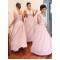 A-Line V-Neck Straps Long Pink Wedding Party Dresses Bridesmaid Dresses 3010073