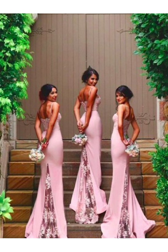 Trumpet/Mermaid Spaghetti Straps Lace Wedding Party Dresses Bridesmaid Dresses 3010075