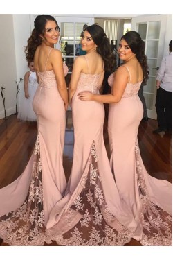 Trumpet/Mermaid Spaghetti Straps Lace Wedding Party Dresses Bridesmaid Dresses 3010075