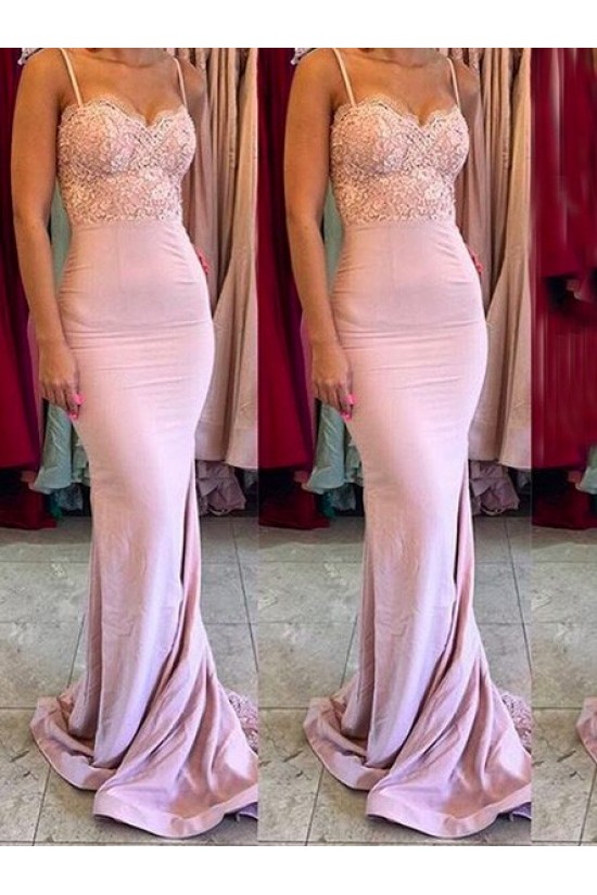 Trumpet/Mermaid Spaghetti Straps Lace Wedding Party Dresses Bridesmaid Dresses 3010075