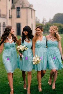 Empire Short Blue Chiffon Wedding Party Dresses Bridesmaid Dresses 3010076