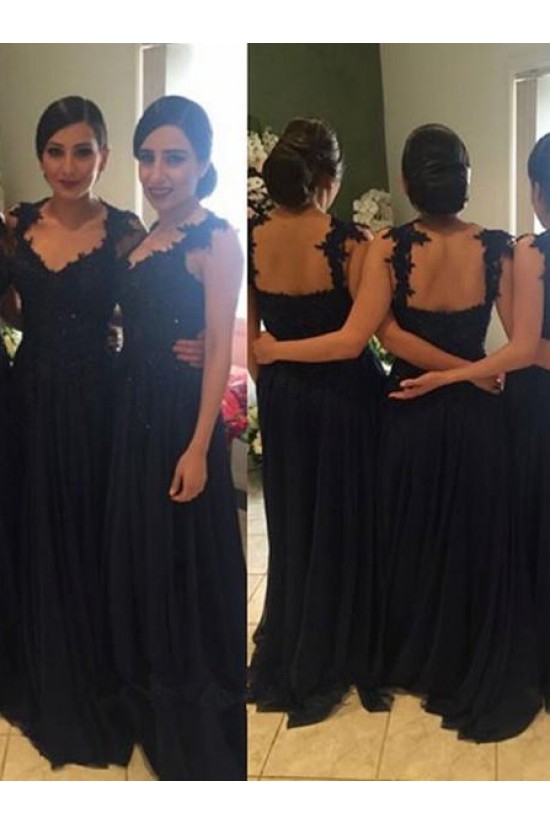 Long Navy Blue Lace Straps Sleeveless Wedding Party Dresses Bridesmaid Dresses 3010080 Long Navy Blue Lace Straps Sleeveless Wedding Party Dresses Bridesmaid Dresses 3010080