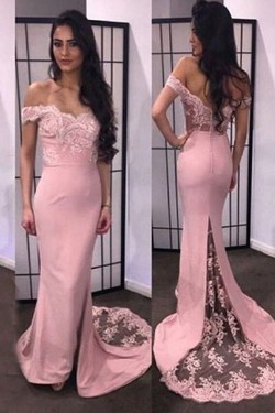 Trumpet/Mermaid Off-the-Shoulder Lace Wedding Party Dresses Bridesmaid Dresses 3010083