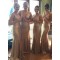 Trumpet/Mermaid V-Neck Straps Sequins Gold Long Wedding Party Dresses Bridesmaid Dresses 3010084