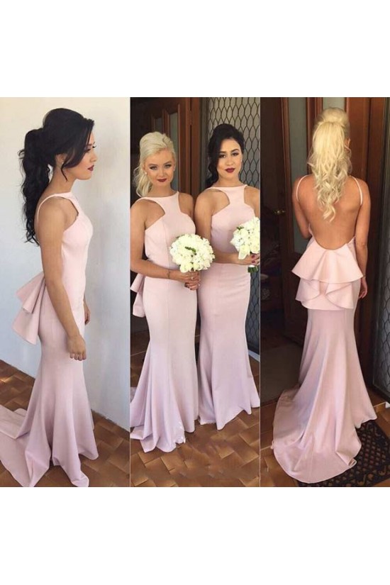 Trumpet/Mermaid Long Backless Wedding Party Dresses Bridesmaid Dresses 3010085 Trumpet/Mermaid Long Backless Wedding Party Dresses Bridesmaid Dresses 3010085