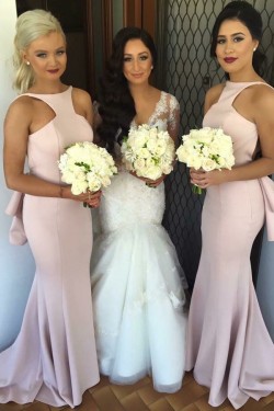 Trumpet/Mermaid Long Backless Wedding Party Dresses Bridesmaid Dresses 3010085