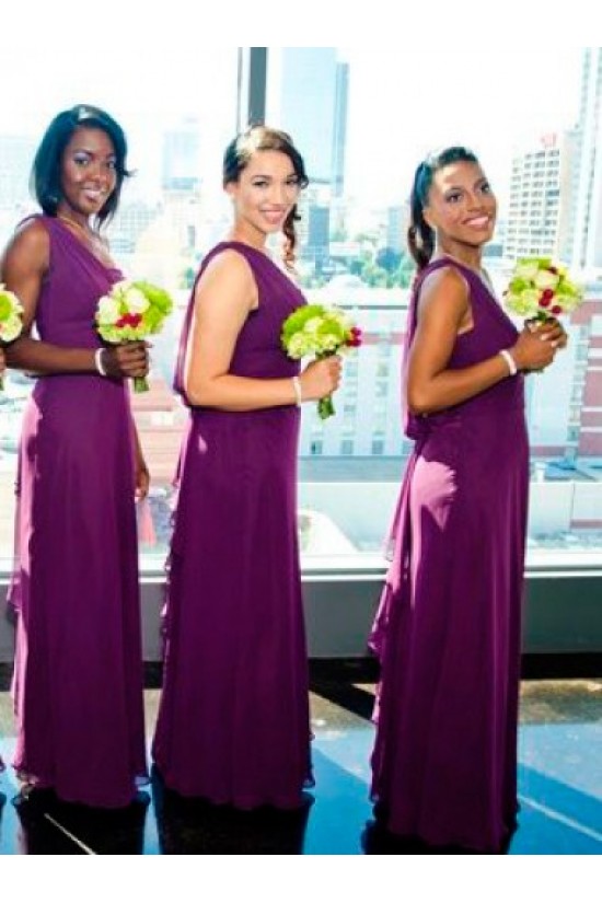 Long Purple Chiffon One-Shoulder Wedding Party Dresses Bridesmaid Dresses 3010086 Long Purple Chiffon One-Shoulder Wedding Party Dresses Bridesmaid Dresses 3010086