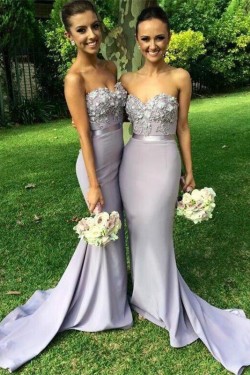 Trumpet/Mermaid Sweetheart Long Wedding Party Dresses Bridesmaid Dresses 3010089