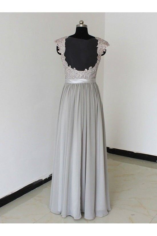 Floor-Length Cap-Sleeves Chiffon Lace Backless Wedding Party Dresses Bridesmaid Dresses 3010090 Floor-Length Cap-Sleeves Chiffon Lace Backless Wedding Party Dresses Bridesmaid Dresses 3010090