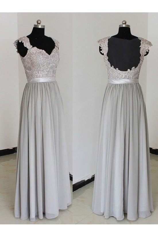 Floor-Length Cap-Sleeves Chiffon Lace Backless Wedding Party Dresses Bridesmaid Dresses 3010090 Floor-Length Cap-Sleeves Chiffon Lace Backless Wedding Party Dresses Bridesmaid Dresses 3010090