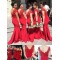 Trumpet/Mermaid Cap-Sleeves V-neck Lace Long Red Wedding Party Dresses Bridesmaid Dresses 3010092