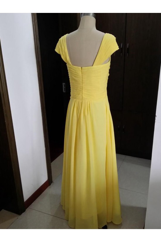 Cap-Sleeves Long Yellow Chiffon Wedding Party Dresses Bridesmaid Dresses 3010095 Cap-Sleeves Long Yellow Chiffon Wedding Party Dresses Bridesmaid Dresses 3010095