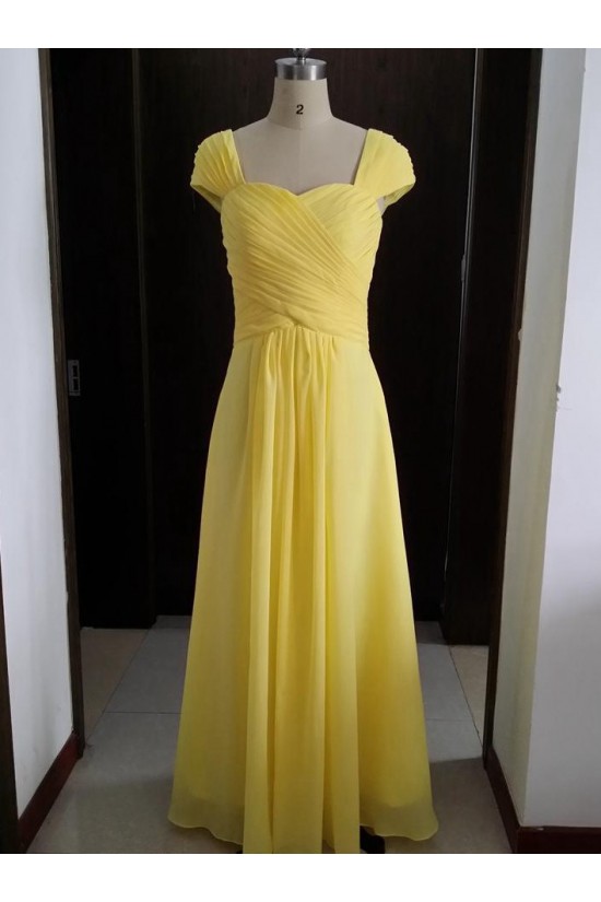 Cap-Sleeves Long Yellow Chiffon Wedding Party Dresses Bridesmaid Dresses 3010095 Cap-Sleeves Long Yellow Chiffon Wedding Party Dresses Bridesmaid Dresses 3010095