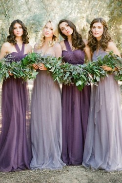 Long Purple Tulle Wedding Party Dresses Bridesmaid Dresses 3010096