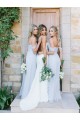 A Line Ruched Chiffon Pale Light Blue Bridesmaid Gowns Off the Shoulder Sweetheart Neckline Floor Length 3010098