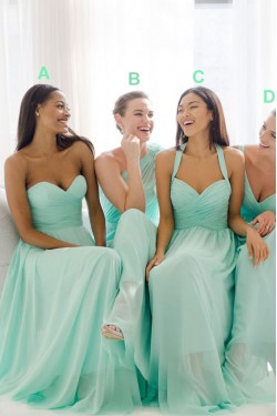Mint Green Chiffon Long Wedding Guest Dresses Bridesmaid Dresses 3010099