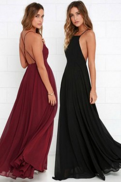 Spaghetti Straps Criss Cross Back Chiffon Long Wedding Guest Dresses Bridesmaid Dresses 3010106