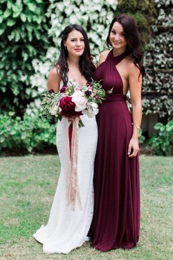 Criss Cross Halter Purple Long Chiffon Garden Farm Wedding Party Dresses Bridesmaid Dresses 3010108