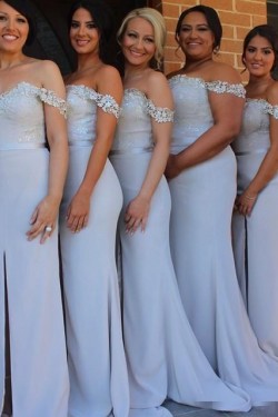 Off-the-Shoulder Lace Long Wedding Guest Dresses Bridesmaid Dresses 3010113