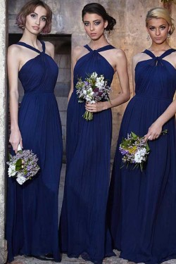 Long Navy Blue Chiffon Wedding Guest Dresses Bridesmaid Dresses 3010118
