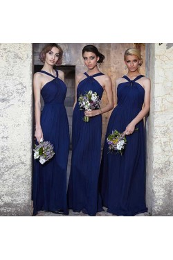 Long Navy Blue Chiffon Wedding Guest Dresses Bridesmaid Dresses 3010118