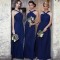 Long Navy Blue Chiffon Wedding Guest Dresses Bridesmaid Dresses 3010118