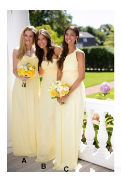 Long Yellow Chiffon Wedding Guest Dresses Bridesmaid Dresses 3010121