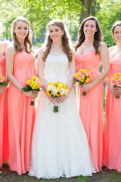 Empire Sweetheart Floor-Length Chiffon Wedding Guest Dresses Bridesmaid Dresses 3010125