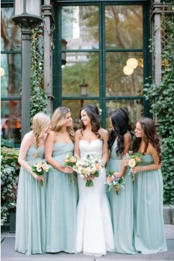 Floor-Length Sweetheart Chiffon Wedding Guest Dresses Bridesmaid Dresses 3010130