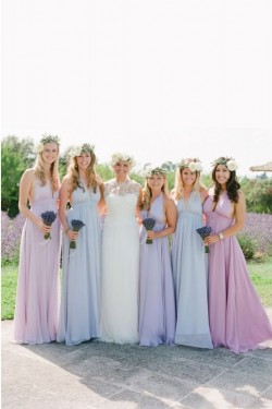 Halter Long Chiffon Wedding Guest Dresses Bridesmaid Dresses 3010132