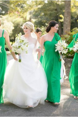 Long Green Chiffon Wedding Guest Dresses Bridesmaid Dresses 3010135