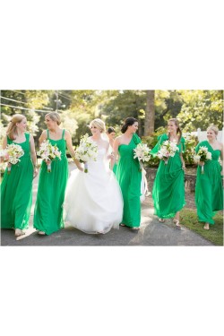 Long Green Chiffon Wedding Guest Dresses Bridesmaid Dresses 3010135