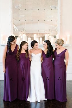 Purple Floor-Length Chiffon Wedding Guest Dresses Bridesmaid Dresses 3010144