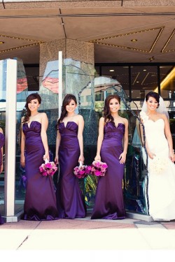 Sheath Long Purple Wedding Guest Dresses Bridesmaid Dresses 3010151