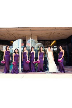 Sheath Long Purple Wedding Guest Dresses Bridesmaid Dresses 3010151