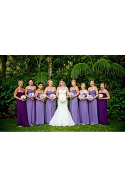 Empire Long Purple Country Wedding Guest Dresses Bridesmaid Dresses 3010155