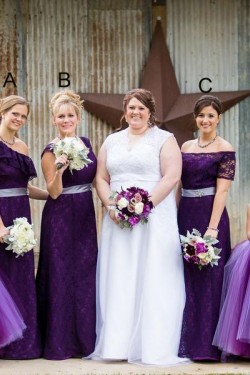 Purple Lace Floor-Length Wedding Guest Dresses Bridesmaid Dresses 3010167