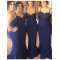 Mermaid Spaghetti Straps Long Navy Wedding Guest Dresses Bridesmaid Dresses 3010169