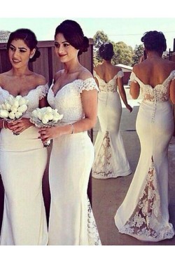 Mermaid Off-the-Shoulder Lace Long Wedding Guest Dresses Bridesmaid Dresses 3010170