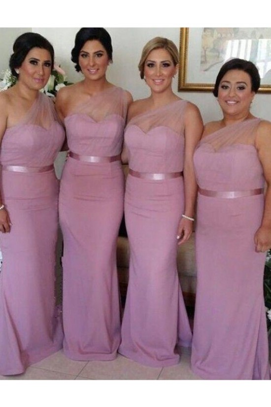 Mermaid One-Shoulder Long Wedding Guest Dresses Bridesmaid Dresses 3010176