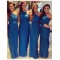 Sheath One-Shoulder Long Blue Wedding Guest Dresses Bridesmaid Dresses 3010177
