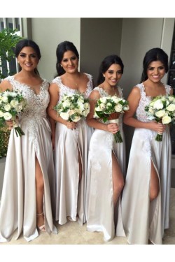 Lace Side Slit Long Wedding Guest Dresses Bridesmaid Dresses 3010178